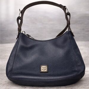 Dooney & Bourke Sloan Hobo Bag-Navy pebbled leather